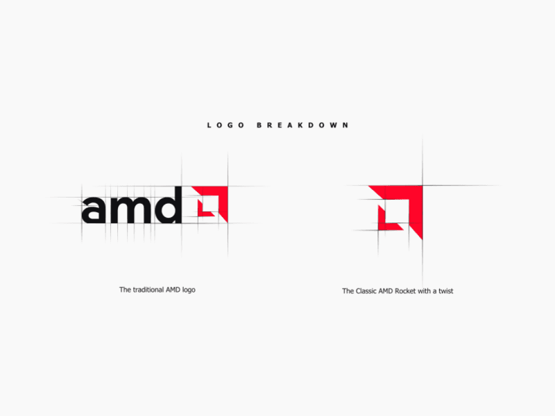 This is a redesign of the AMD logo, transforming it from its sub-standard 2000's style to a modern and flowing style