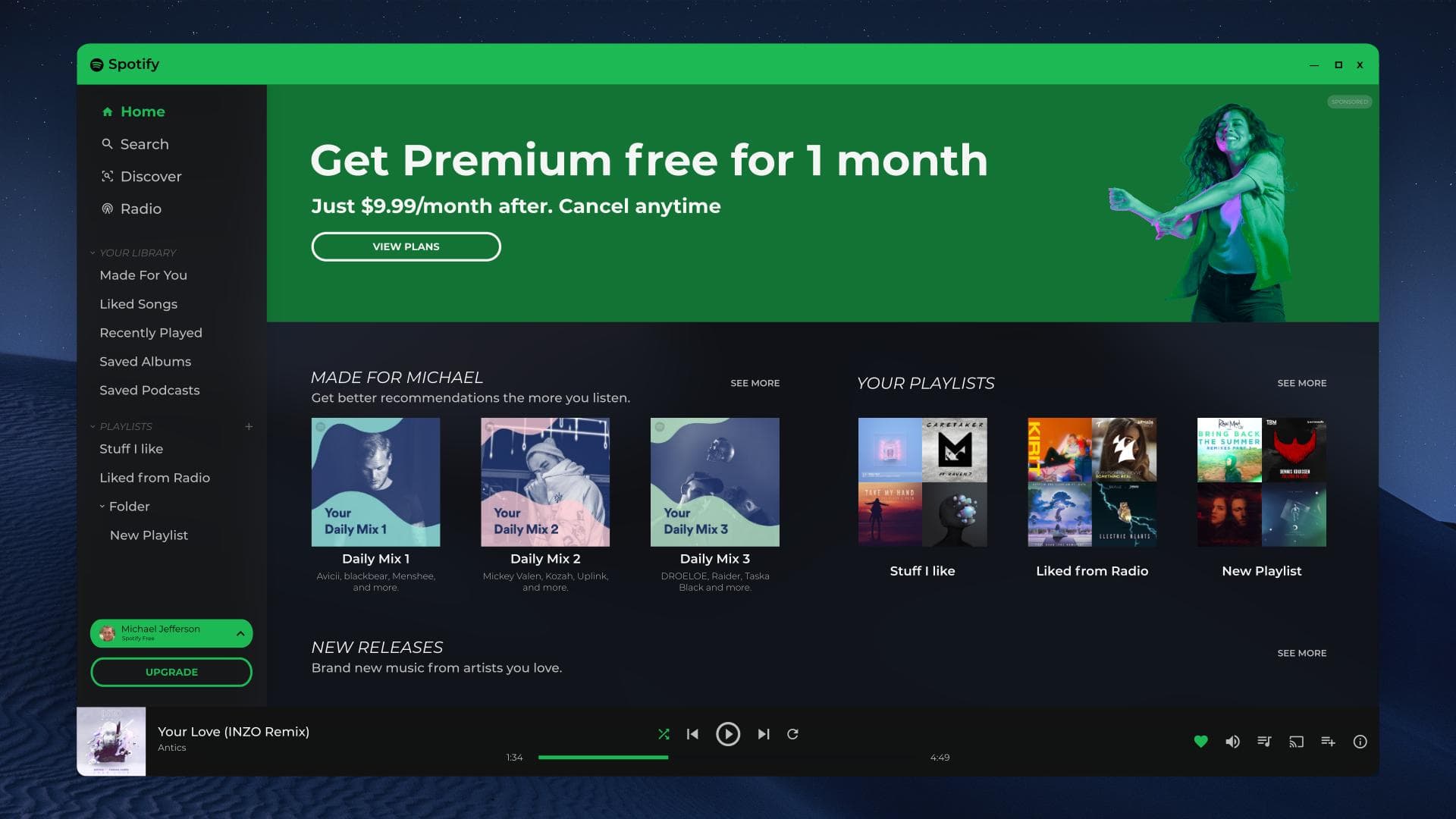 A screenshot of the Spotify desktop app user interface redone